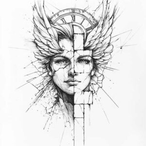 angel tattoo design ideas Realim light and shadow play celestial for side torso