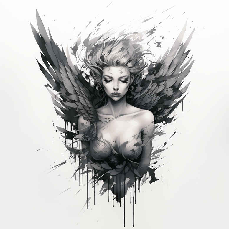 angel tattoo design ideas classic shading celestial for stomach