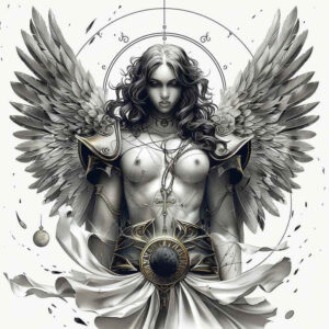 angel tattoo design ideas Surrealism shifting shapes celestial grace for shin