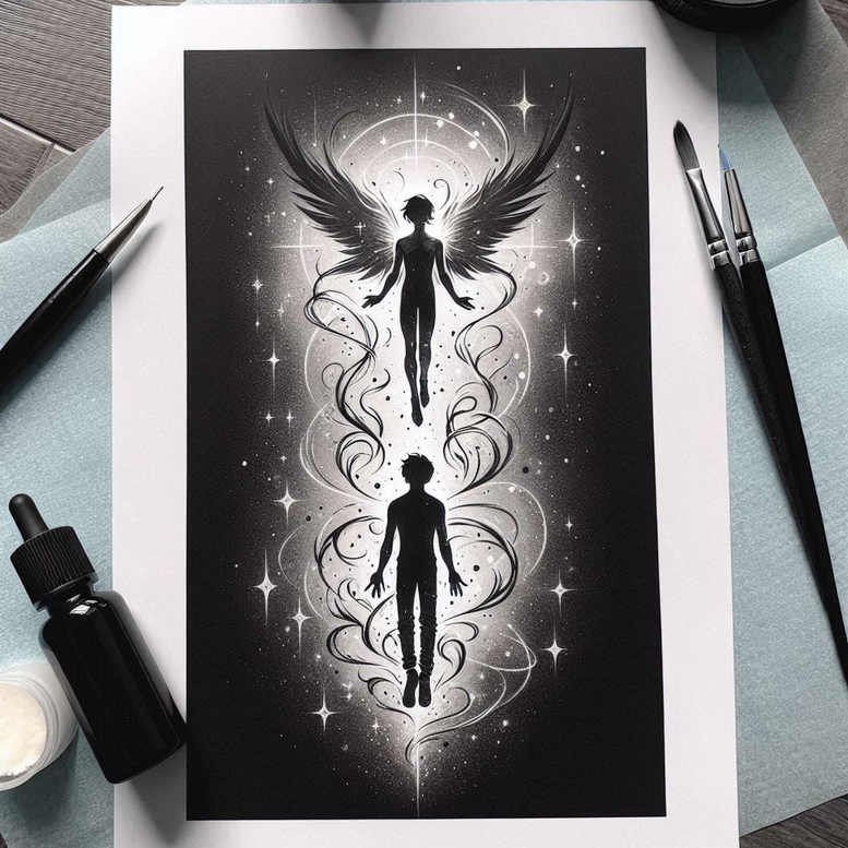 angel tattoo design ideas Surrealism symbolic motifs celestial grace for triceps