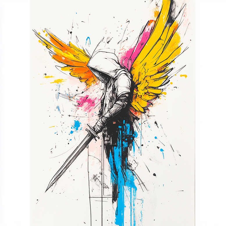 angel tattoo design ideas solid blacks celestial grace for triceps
