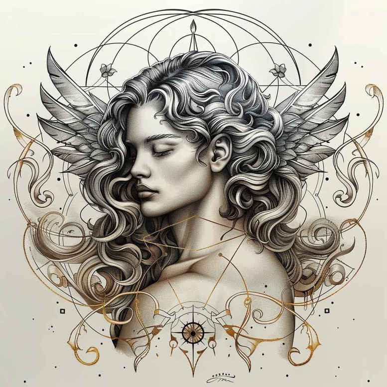 angel tattoo design ideas Realism blended gradients celestial guardian for biceps