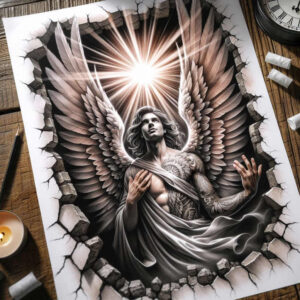 angel tattoo design ideas Realism textured skin celestial guardian for collarbone