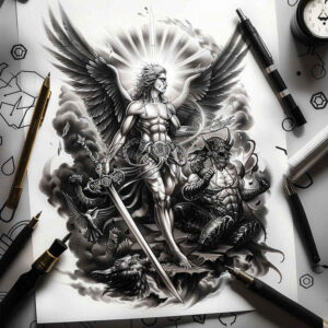 angel tattoo design ideas Realism soft highlights celestial guardian for hip