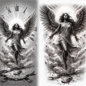 angel tattoo design ideas Surrealism imperfect symmetry celestial guardian for hip