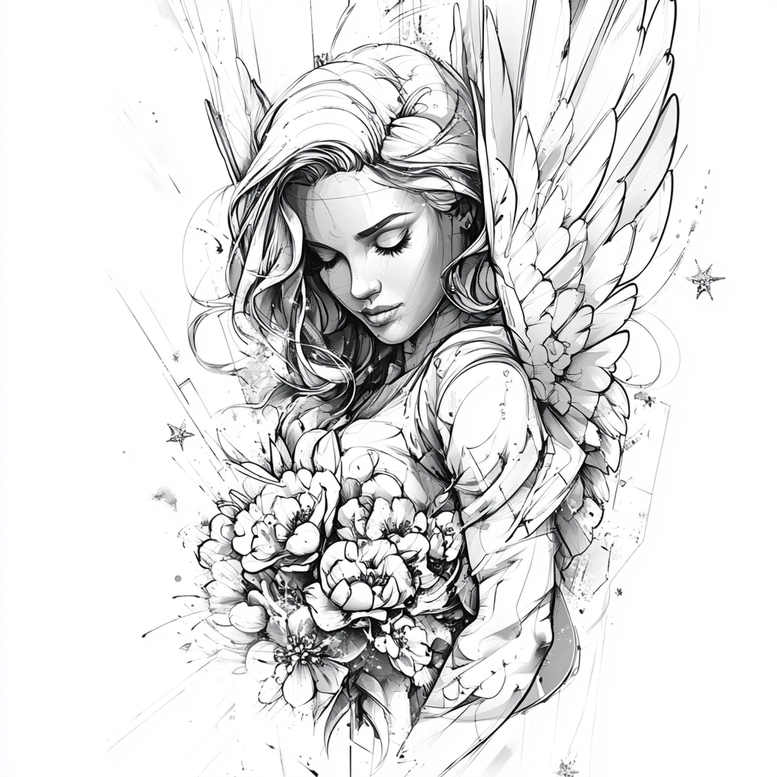 angel tattoo design ideas vivid hues celestial light for heel