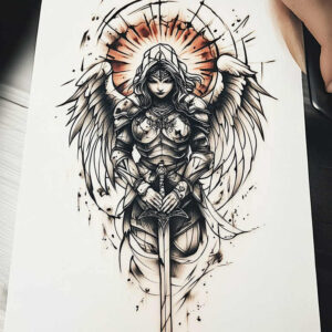 angel tattoo design ideas Realism photographic quality celestial messenger for neck