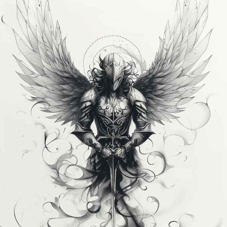 angel tattoo design ideas true rendering celestial messenger for temple