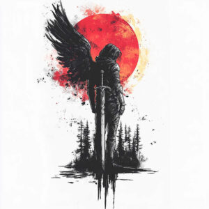 angel tattoo design ideas contrasting colors celestial protector for biceps