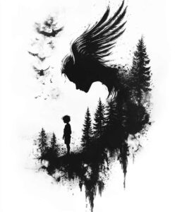 angel tattoo design ideas distorted perspective divine for biceps