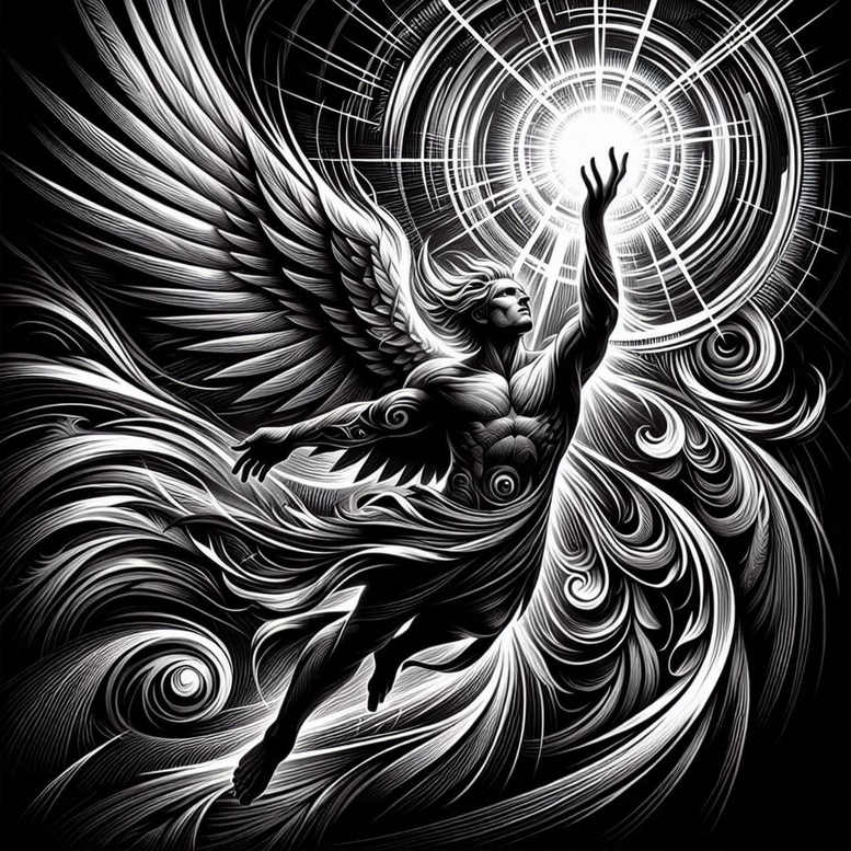 angel tattoo design ideas Surrealism phantasmagoria divine for thigh