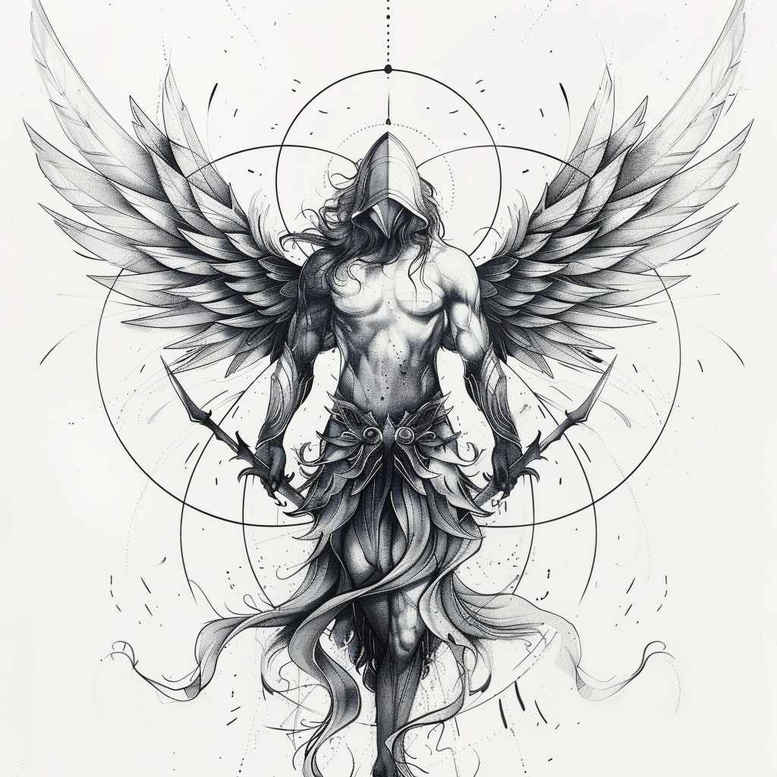 angel tattoo design ideas clean fill divine for upper thigh