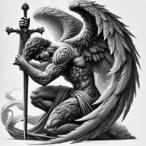 angel tattoo design ideas ambiguous space divine light for back of neck