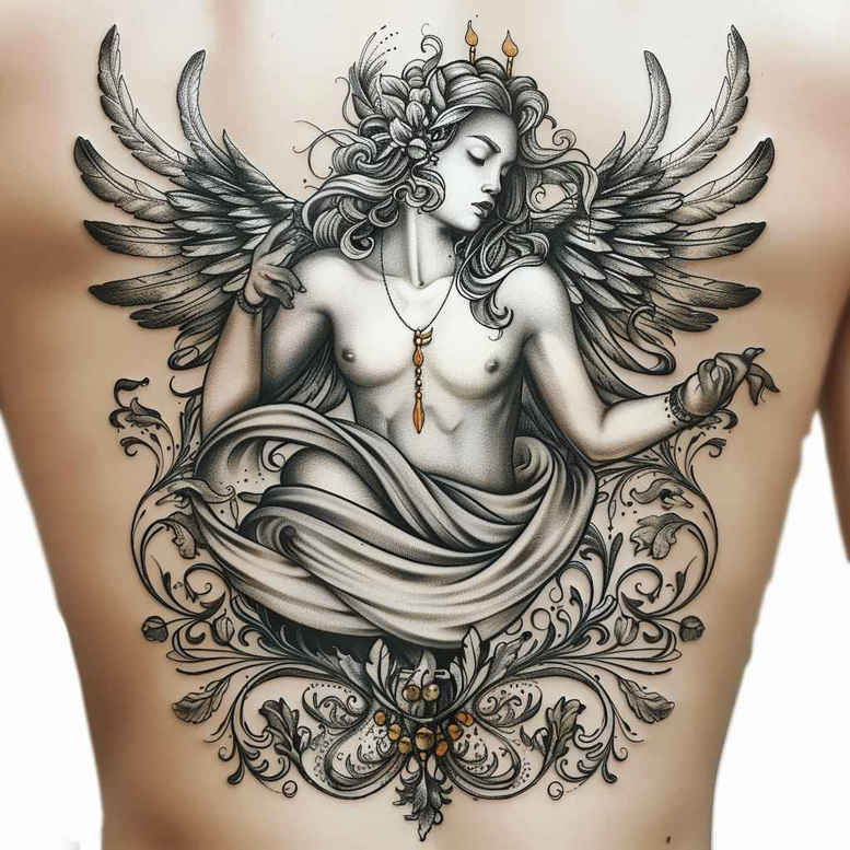 angel tattoo design ideas Realism perfect proportions divine light for ribs