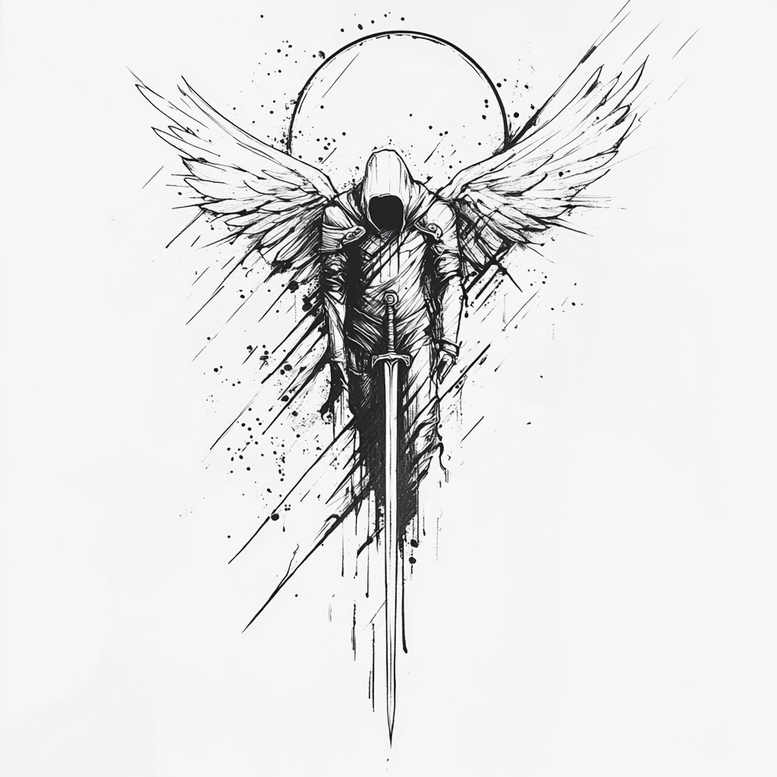 angel tattoo design ideas Realism high definition divine light for shoulder blade