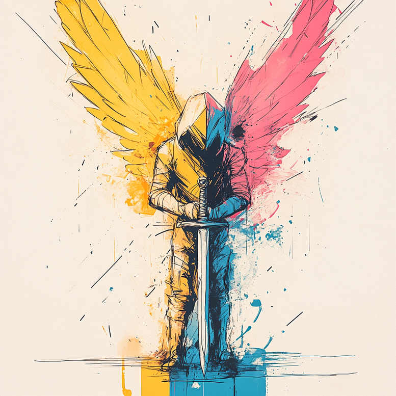 angel tattoo design ideas Surrealism disorienting divine messenger for calf