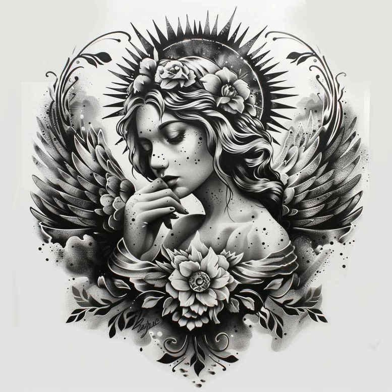 angel tattoo design ideas artistic shading divine messenger for lower arm