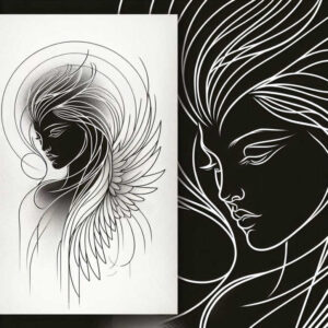 angel tattoo design ideas Realism studio quality divine messenger for shoulder