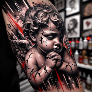angel tattoo design ideas Realism ultra detailed divine messenger for side