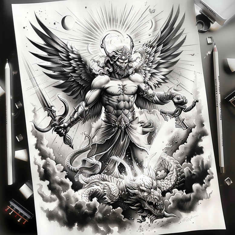 angel tattoo design ideas Realism clean background divine protector for hand