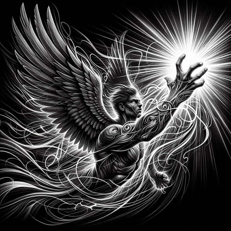 angel tattoo design ideas Surrealism blurred boundaries divine protector for lower arm
