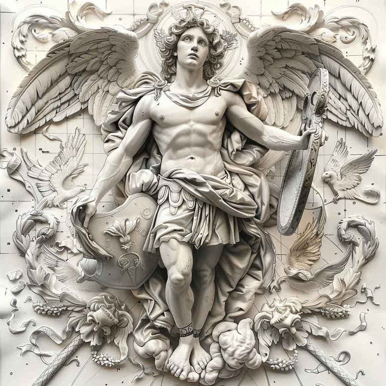angel tattoo design ideas layered fill divine protector for lower back