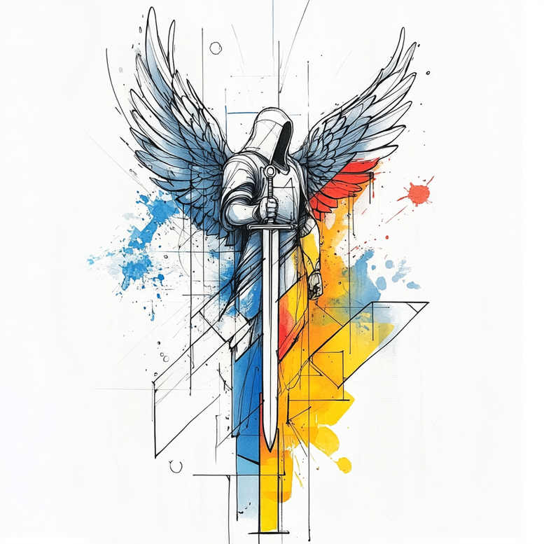 angel tattoo design ideas Surrealism phantasm divine protector for temple