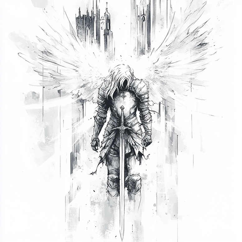 angel tattoo design ideas Realism natural look divine shield for side torso