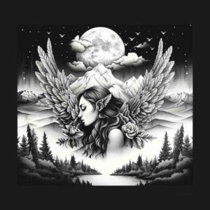 angel tattoo design ideas Realism organic structure ethereal for upper shoulder