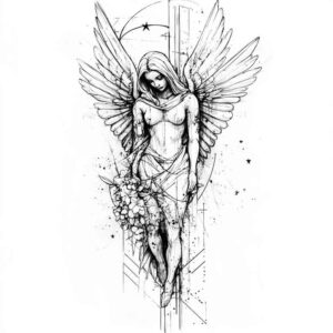 angel tattoo design ideas precise lines ethereal grace for back