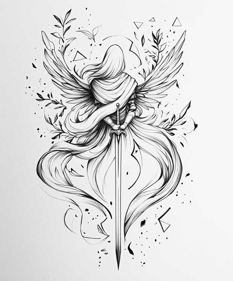 angel tattoo design ideas Surrealism psychological depth ethereal grace for behind ear