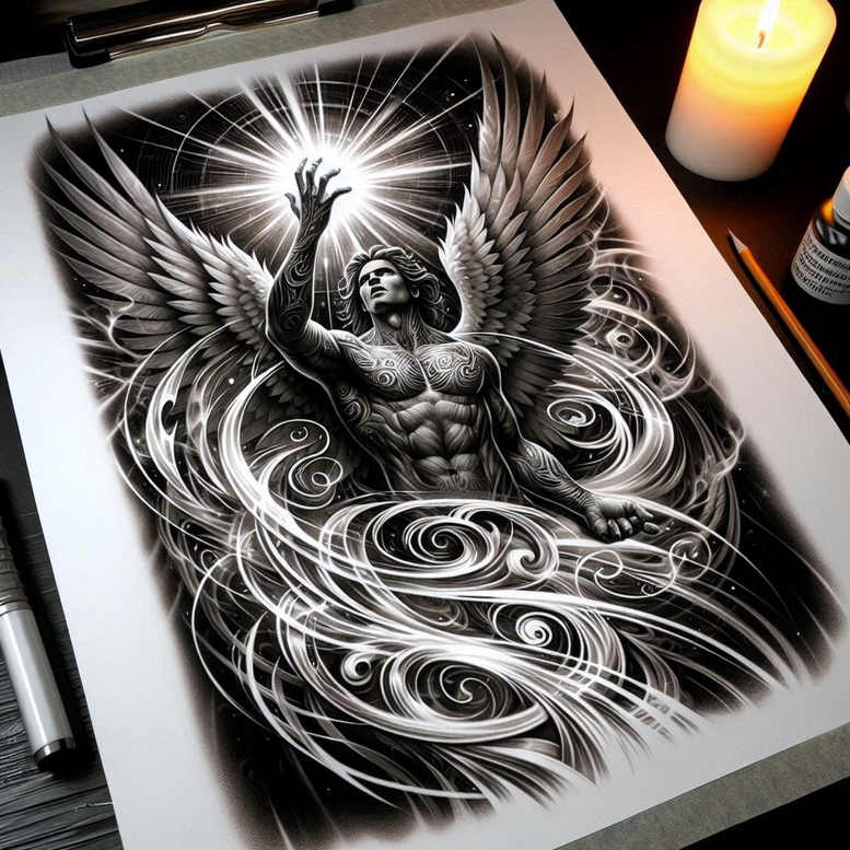 angel tattoo design ideas structured design ethereal grace for lower chest