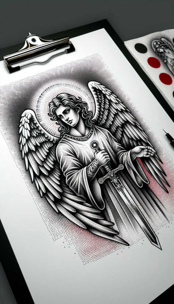 angel tattoo design ideas realistic ethereal light for ankle