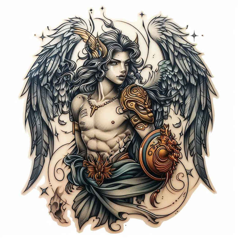 angel tattoo design ideas Surrealism visual paradox ethereal light for arm