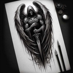 angel tattoo design ideas Realism anatomical accuracy ethereal light for collarbone