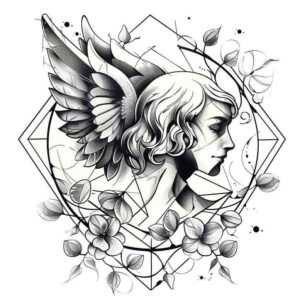 angel tattoo design ideas precise lines ethereal light for fingers