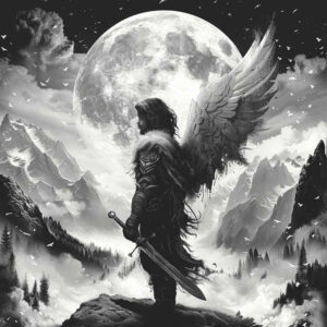 angel tattoo design ideas Surrealism fluid forms guardian for elbow