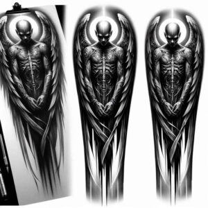 angel tattoo design ideas Surrealism fantastical elements guardian for hip