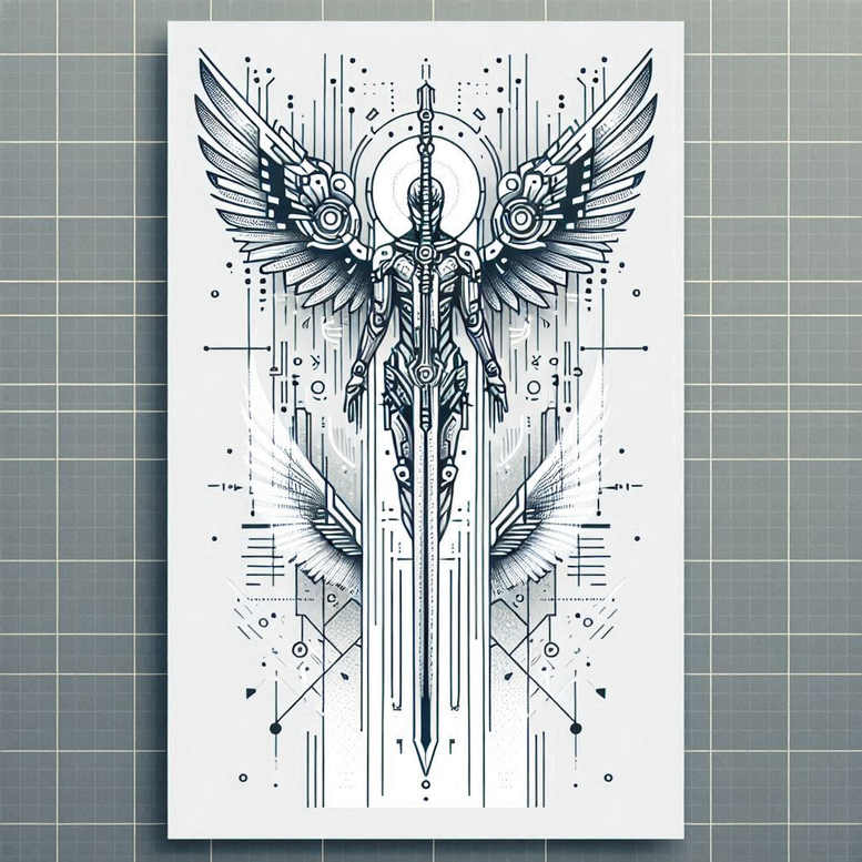 angel tattoo design ideas gentle shadow guardian for knee