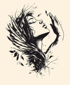 angel tattoo design ideas Surrealism ethereal guardian spirit for ankle