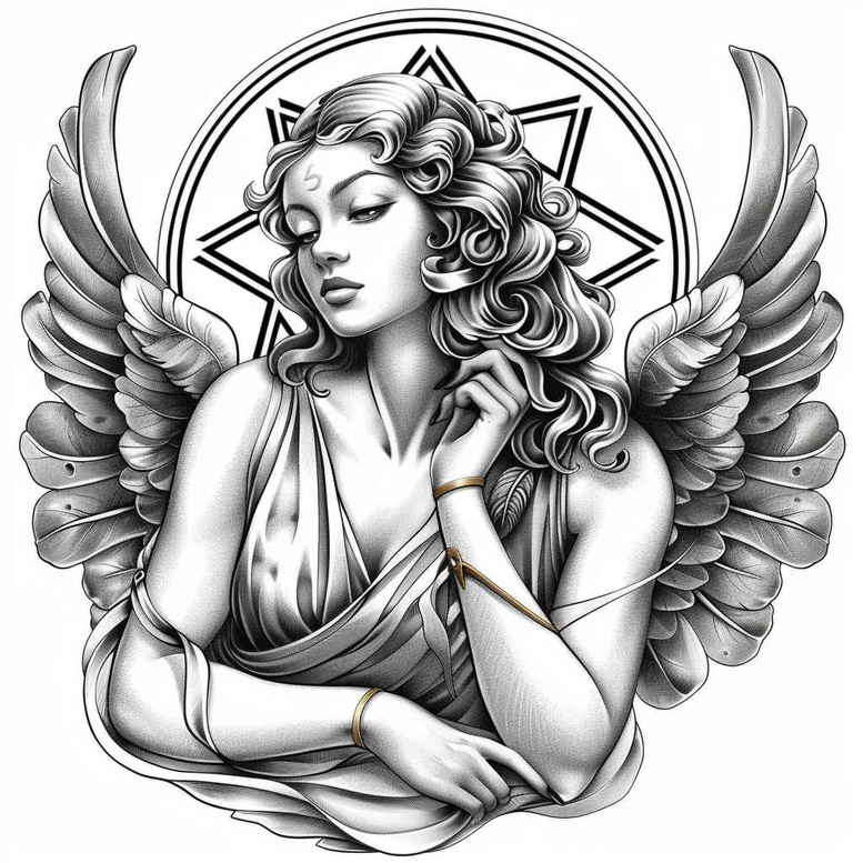 angel tattoo design ideas Realism ultra detailed heaven sent for hip
