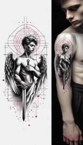 angel tattoo design ideas sharp contrast heaven sent for lower chest