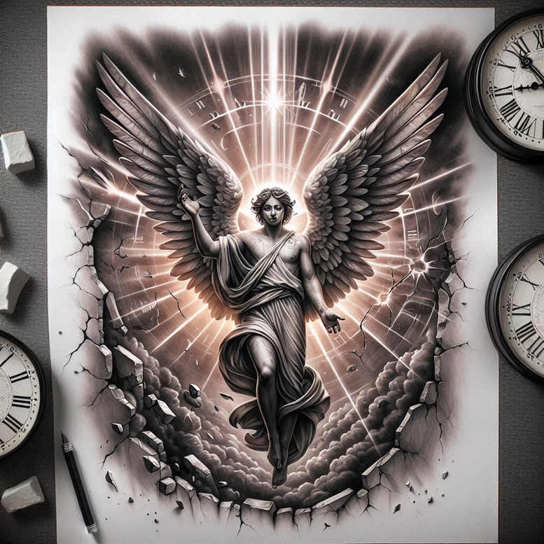 angel tattoo design ideas Realism natural contours heavenly for inner arm