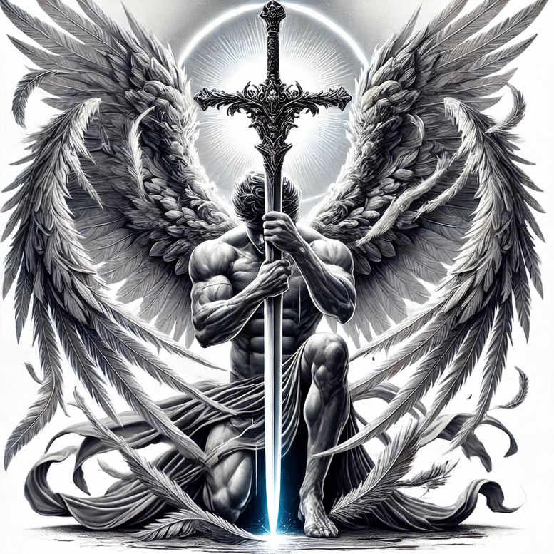 angel tattoo design ideas Surrealism whimsical heavenly for knee