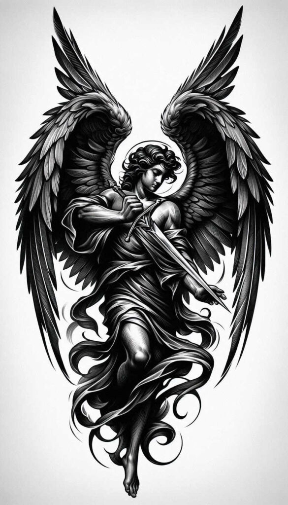 angel tattoo design ideas Realism light play heavenly for wrist side