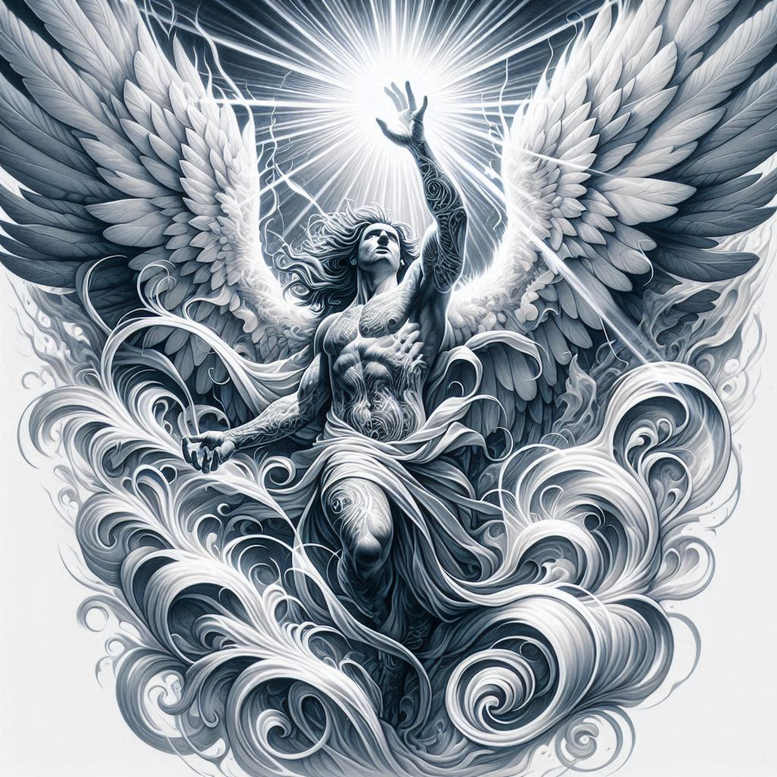 angel tattoo design ideas bold color heavenly host for forearm