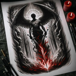 angel tattoo design ideas Surrealism chromatic flux heavenly host for nape