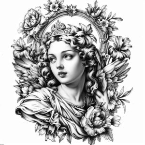 angel tattoo design ideas Surrealism imperfect symmetry heavenly host for upper arm