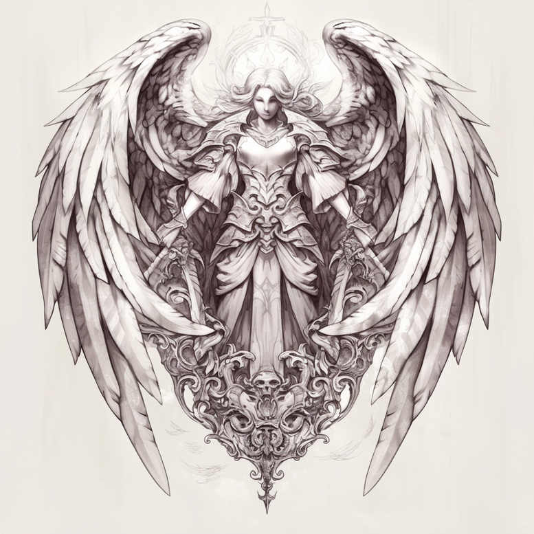 angel tattoo design ideas Realism high-resolution tattoo heavenly host for upper arm