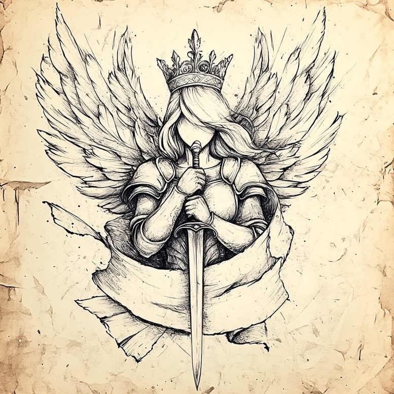angel tattoo design ideas layered fill heavenly shield for chest